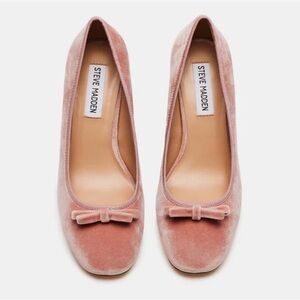 Steve Madden cherry pink velvet block heels